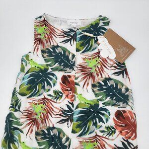 ANGEL DEAR Sleeveless Romper Tropical Tree Frog Palm Organic Cotton Muslin NWT